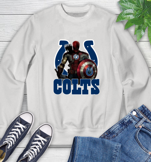 NFL Captain America Thor Spider Man Hawkeye Avengers Endgame Football Indianapolis Colts Sweatshirt