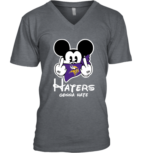 NFL Minnesota Vikings Haters Gonna Hate Mickey Mouse Disney Football T Shirt xtD7qsSqJKR v neck unisex 8 95 151514 front dark heather
