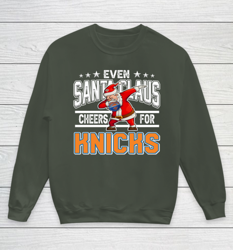 New York Knicks Even Santa Claus Cheers For Christmas NBA Youth Sweatshirt 8