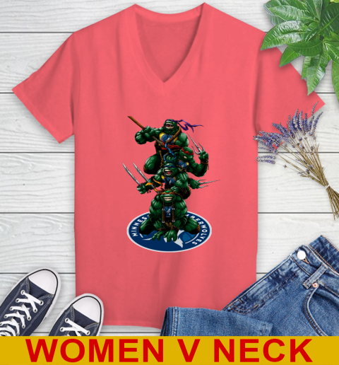 NBA Basketball Minnesota Timberwolves Teenage Mutant Ninja Turtles Shirt Women's V-Neck T-Shirt 7