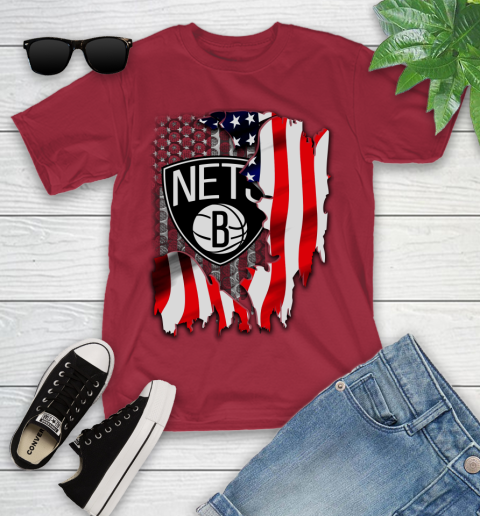 Brooklyn Nets NBA Basketball American Flag Youth T-Shirt 14