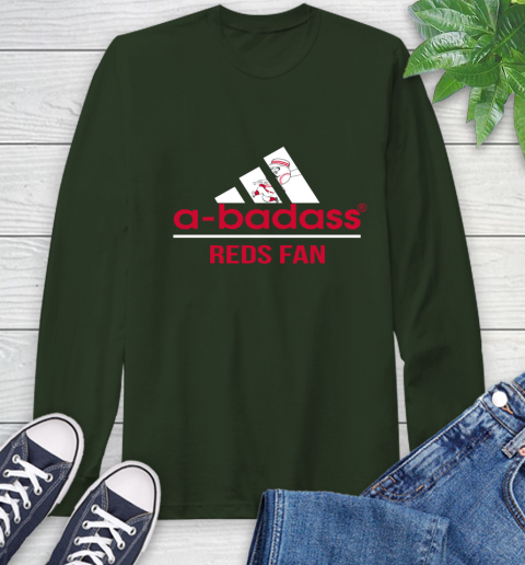 MLB A Badass Cincinnati Reds Fan Adidas Baseball Sports Long Sleeve T-Shirt 7