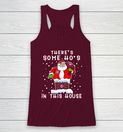 Chicago Cubs Christmas There Is Some Hos In This House Santa Stuck In The Chimney MLB Racerback Tank 2