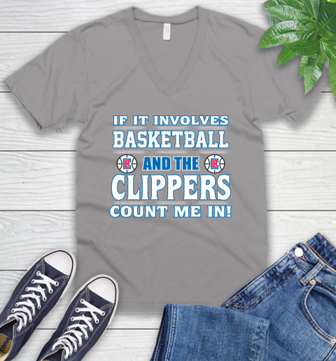 NBA If It Involves Basketball And Los Angeles Clippers Count Me In Sports V-Neck T-Shirt 4