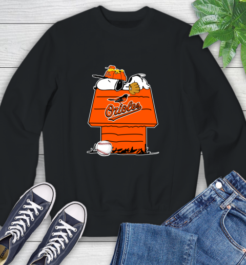 MLB Baltimore Orioles Snoopy Woodstock The Peanuts Movie Baseball T Shirt Sweatshirt 2