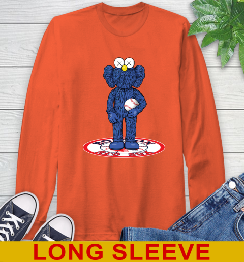 MLB Baseball Boston Red Sox Kaws Bff Blue Figure Shirt Long Sleeve T-Shirt 5