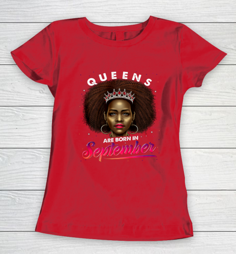 Queens Born September Shirt Black Girl Virgo Libra Birthday Women's T-Shirt 9