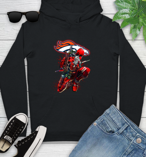 NFL Deadpool Marvel Comics Sports Football Denver Broncos Youth Hoodie 2