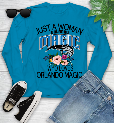 NBA Just A Woman Who Loves Orlando Magic Basketball Sports Youth Long Sleeve 5