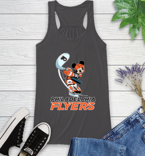 NHL Hockey Philadelphia Flyers Cheerful Mickey Mouse Shirt Racerback Tank 12