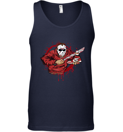 Air Jordan 1 Air Jordan 1 Chicago Matching Sneaker Tshirt Jason Voorhees Black and Red Jordan Tshirt