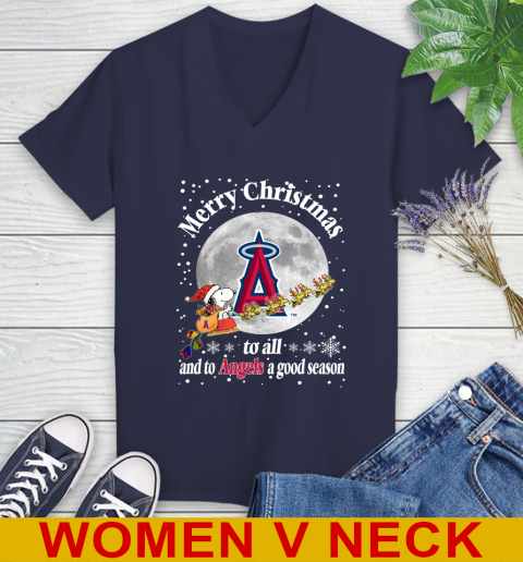 Los Angeles Angels Merry Christmas To All And To Angels A Good Season MLB Baseball Sports Women's V-Neck T-Shirt 12