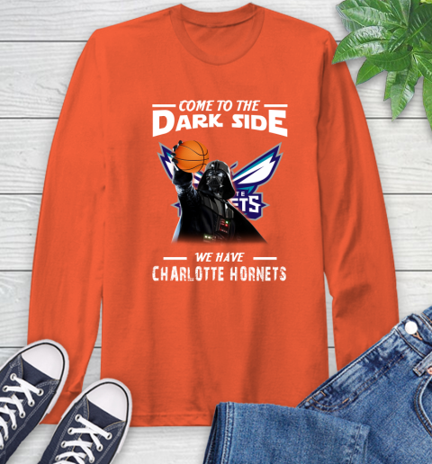 NBA Come To The Dark Side We Have Charlotte Hornets Star Wars Darth Vader Basketball Long Sleeve T-Shirt 4