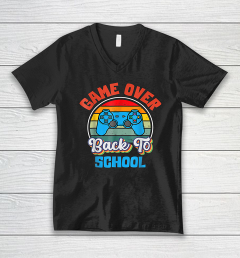 Back to School Funny Game Over Teacher Student Controller V-Neck T-Shirt