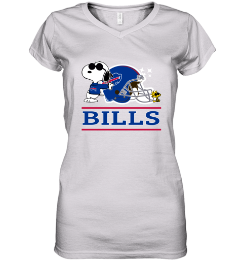 The buffalo Bills Joe Cool And Woodstock Snoopy Mashup Women's V-Neck T-Shirt