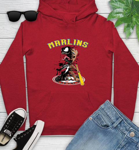 MLB Miami Marlins Baseball Venom Groot Guardians Of The Galaxy Youth Hoodie 11