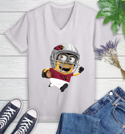 NFL Arizona Cardinals Minions Disney Football Sports Women's V-Neck T-Shirt