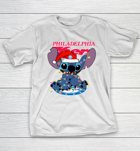 Philadelphia 76ers NBA noel stitch Basketball Christmas T-Shirt