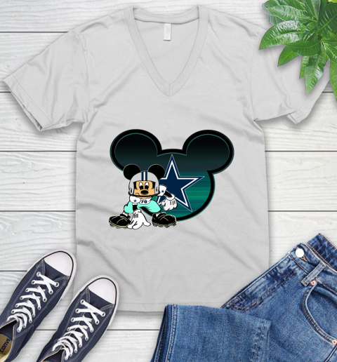 NFL Dallas Cowboys Mickey Mouse Disney Football T Shirt V-Neck T-Shirt