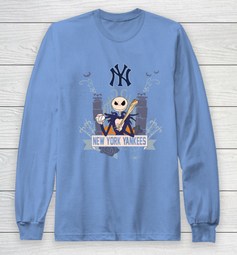 MLB New York Yankees Baseball Jack Skellington Halloween Long Sleeve T-Shirt 8