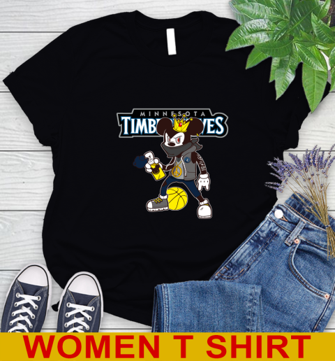 Minnesota Timberwolves NBA Basketball Mickey Peace Sign Sports Women's T-Shirt 2