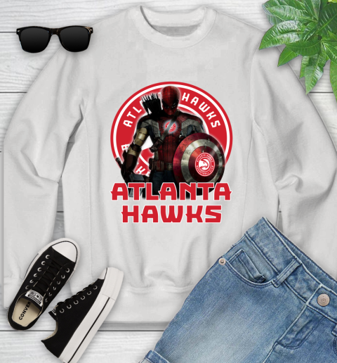 Atlanta Hawks NBA Basketball Captain America Thor Spider Man Hawkeye Avengers Youth Sweatshirt