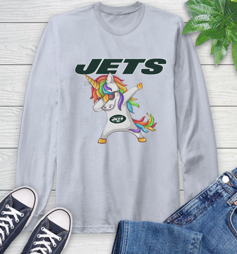 New York Jets NFL Football Funny Unicorn Dabbing Sports Long Sleeve T-Shirt 6