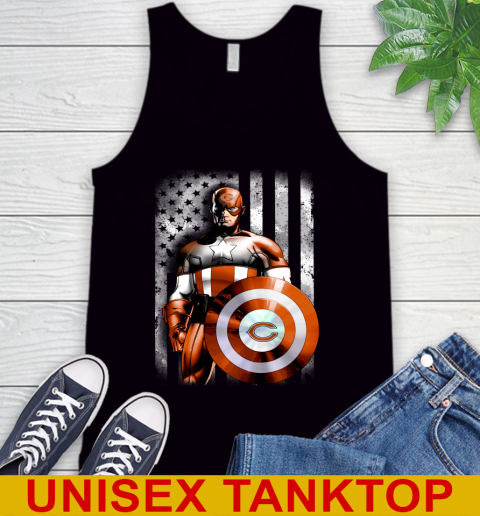 Chicago Bears NFL Football Captain America Marvel Avengers American Flag Shirt Tank Top