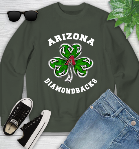 MLB Arizona Diamondbacks Three Leaf Clover St Patrick's Day Baseball Sports Youth Sweatshirt 9