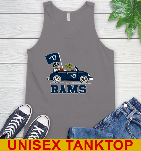 NFL Football Los Angeles Rams Darth Vader Baby Yoda Driving Star Wars Shirt Tank Top 7