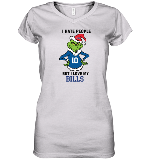 I Hate People But I Love My Buffalo Bills Grinch Women's V-Neck T-Shirt