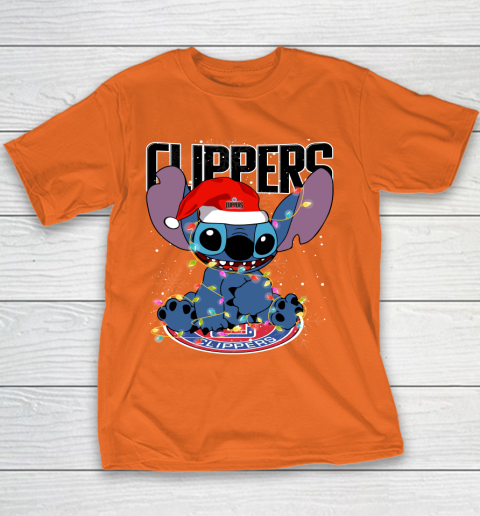 LA Clippers NBA noel stitch Basketball Christmas Youth T-Shirt 3