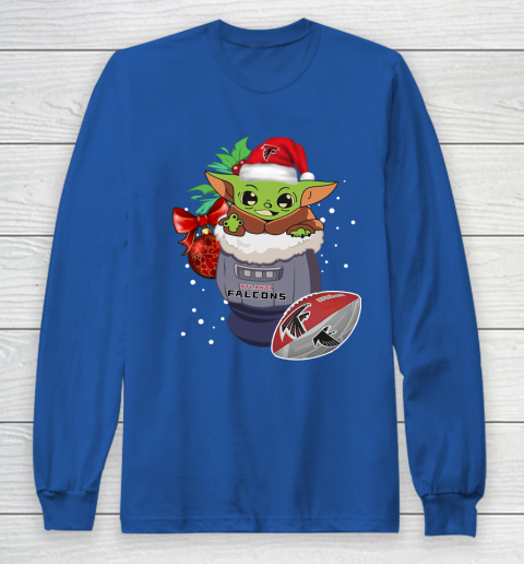 Atlanta Falcons Christmas Baby Yoda Star Wars Funny Happy NFL Long Sleeve T-Shirt 9
