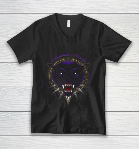 Marvel Black Panther Wakanda Forever Circle Graphic V-Neck T-Shirt