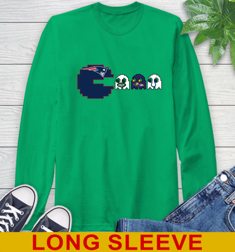 New England Patriots NFL Football Pac Man Champion Long Sleeve T-Shirt 7