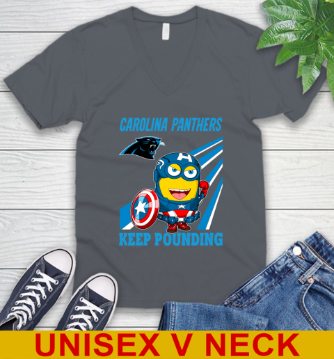 NFL Football Carolina Panthers Captain America Marvel Avengers Minion Shirt V-Neck T-Shirt 4