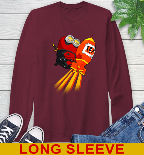 NFL Football Cincinnati Bengals Deadpool Minion Marvel Shirt Long Sleeve T-Shirt 7