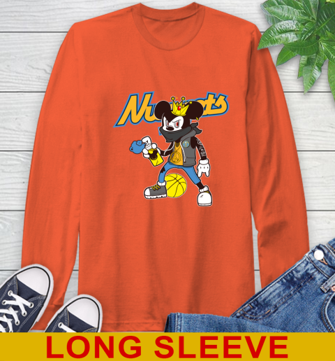 Denver Nuggets NBA Basketball Mickey Peace Sign Sports Long Sleeve T-Shirt 5
