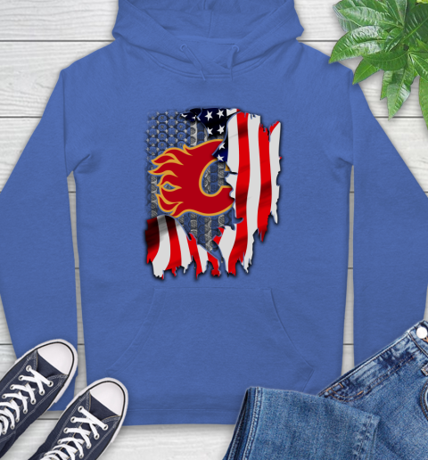 Calgary Flames NHL Hockey American Flag Hoodie 9