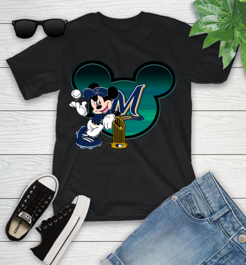 MLB Milwaukee Brewers The Commissioner's Trophy Mickey Mouse Disney Youth T-Shirt 2