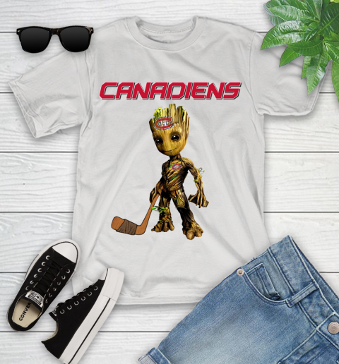 Montreal Canadiens NHL Hockey Groot Marvel Guardians Of The Galaxy Youth T-Shirt