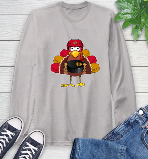 Chicago Blackhawks Turkey Thanksgiving Day Long Sleeve T-Shirt 12