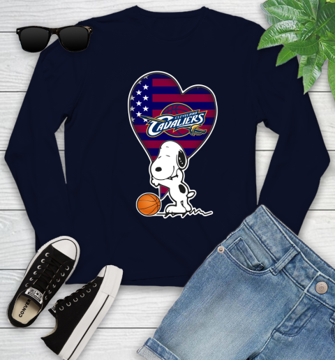 Cleveland Cavaliers NBA Basketball The Peanuts Movie Adorable Snoopy Youth Long Sleeve 3