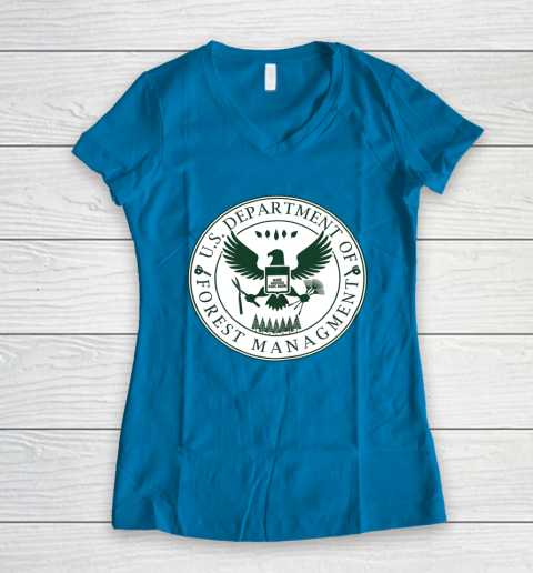 Make America Rake Again US Department Of Forest Managment Women's V-Neck T-Shirt 4