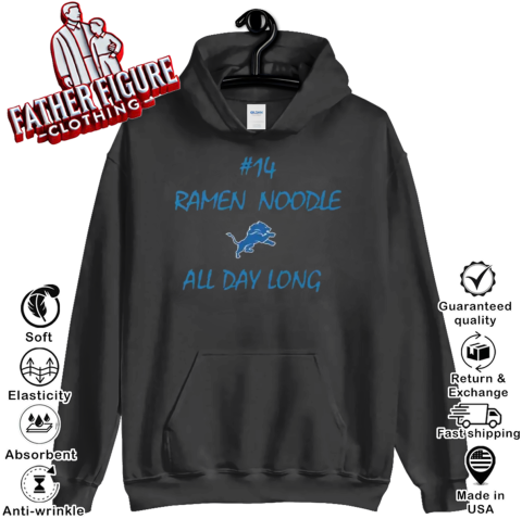#14 Ramen Noodle All Day Long Detroit Lions Hoodie