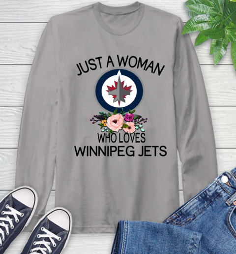 NHL Just A Woman Who Loves Winnipeg Jets Hockey Sports Long Sleeve T-Shirt 4