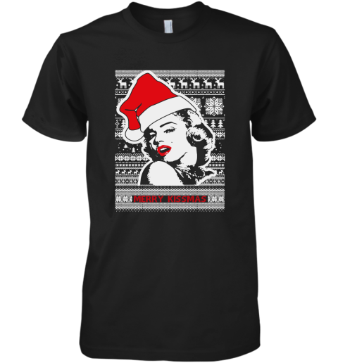 Merry Kissmas Ugly Christmas Slouchy Off Shoulder Oversized Premium Men's T-Shirt