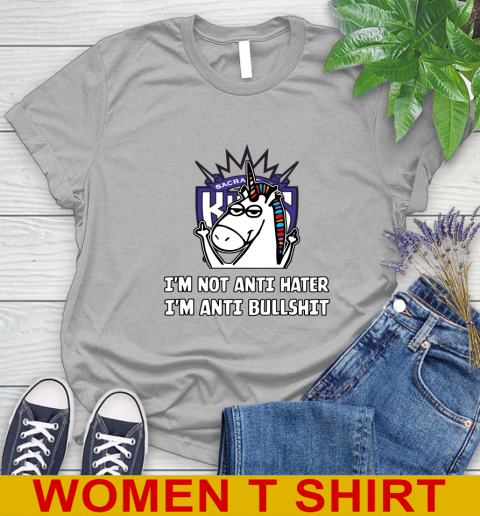 Sacramento Kings NBA Basketball Unicorn I'm Not Anti Hater I'm Anti Bullshit Women's T-Shirt 5
