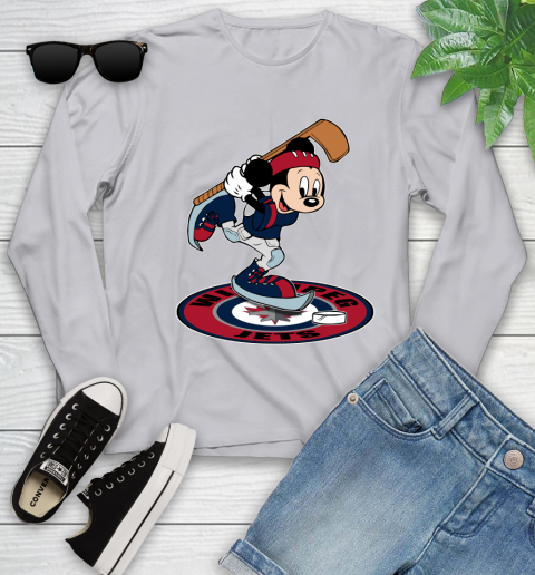 NHL Hockey Winnipeg Jets Cheerful Mickey Disney Shirt Youth Long Sleeve 5