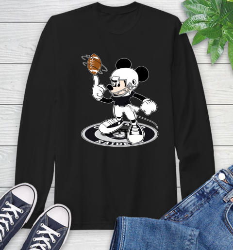 NFL Football Oakland Raiders Cheerful Mickey Disney Shirt Long Sleeve T-Shirt